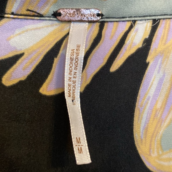 Free People Under The Palms Black Multicolored Shirt Long Sleeve - Picture 4 of 7